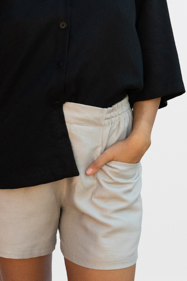 High waist quick dry shorts - lyocell & linen