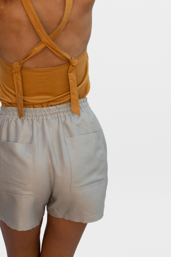 High waist quick dry shorts - lyocell & linen