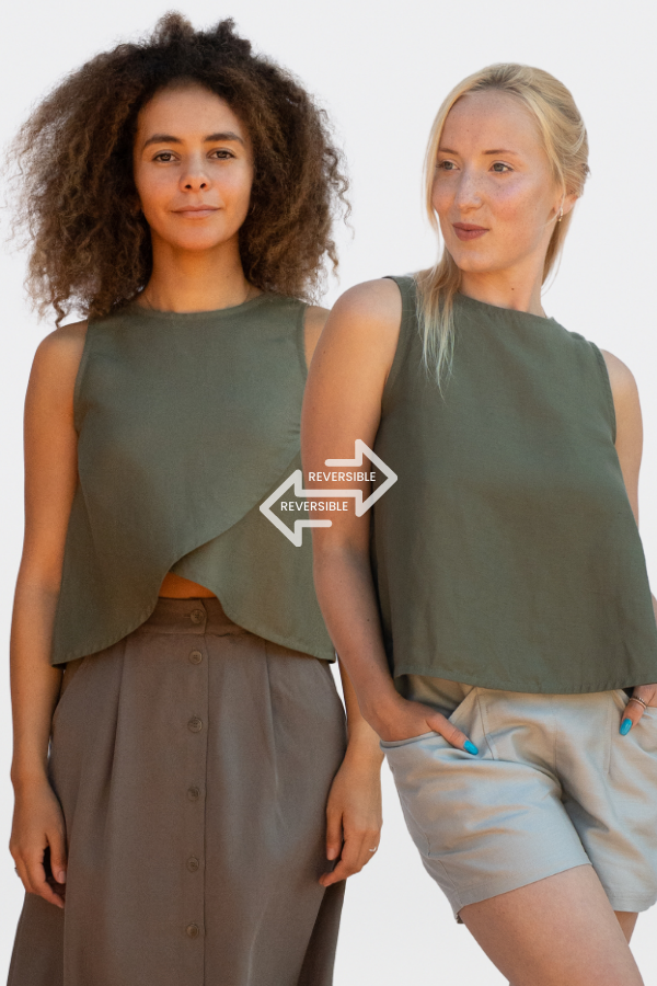 Very-airy reversible lyocell top